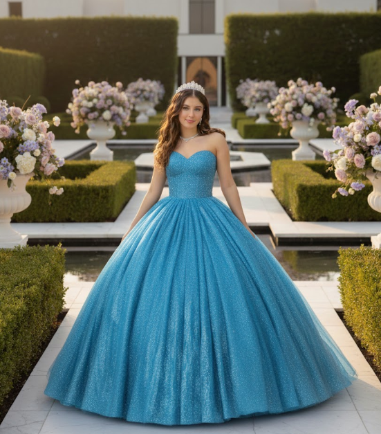 vestido de 15 celeste